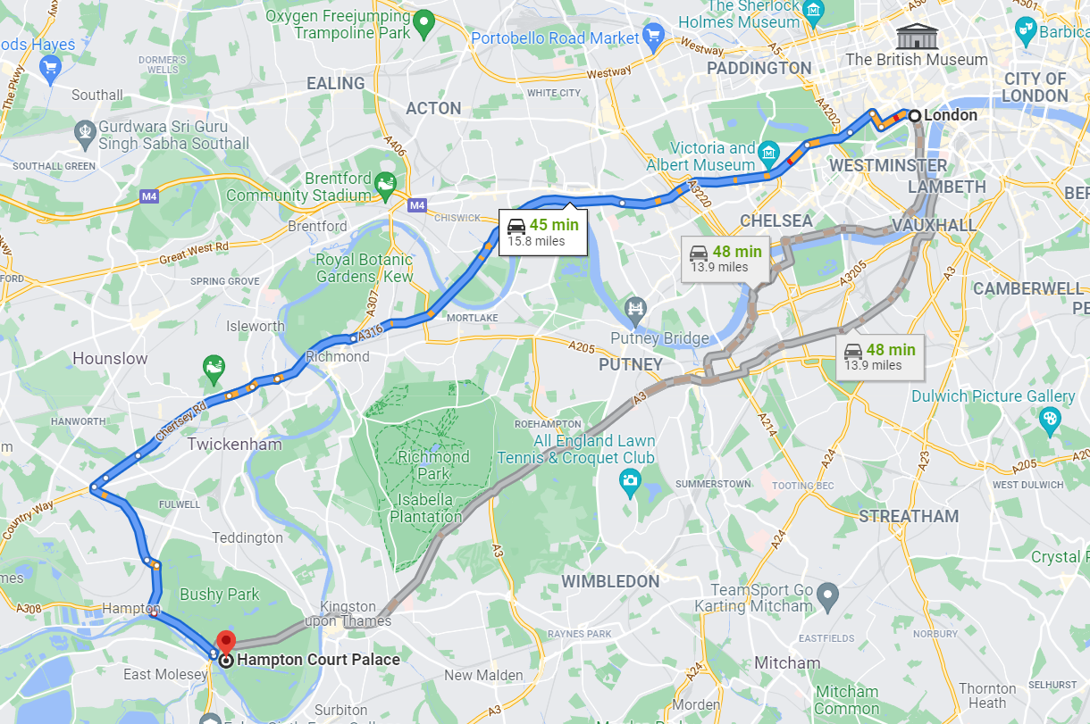 Getting to Hampton Court Palace Parking, Directions, Location